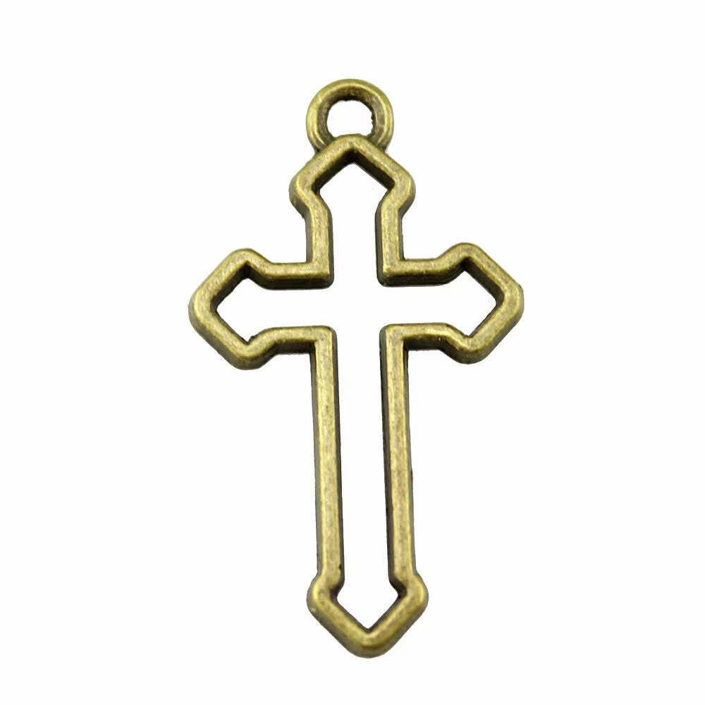10Pcs 38X22Mm 3 Colors Hollow Cross Pendant Hollow Cross Charm Cross Pendants