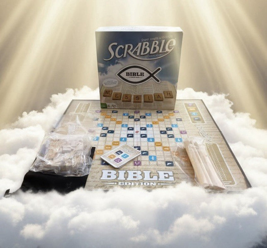 Scrabble Bible Edition Board Game Family Crossword Game Wood Tiles Hasbro 2010