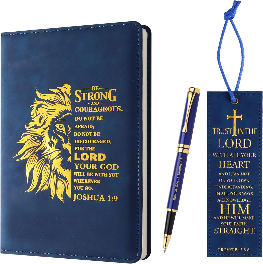 3 Pieces Christian Gifts for Men Christmas Gifts for Dad Bible Verse Inspirational Notebook Bible Verse Ballpoint Pen Trust in the Lord Bookmark for Men Office School Study Supplie