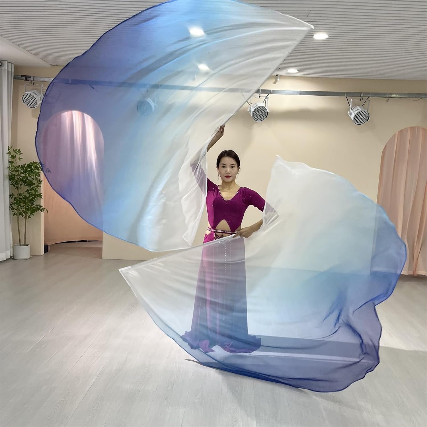 2PCS 55Inx75In Worship Flags Set for Church Praise Dance with Sticks (Blue)