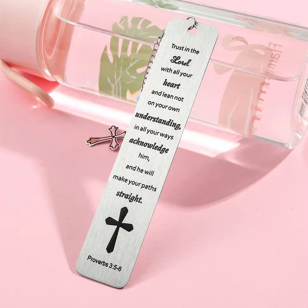 Stainless Steel Bible Bookmark Pray Cross Believer Bookmark High Quality Reading Tool Stationery for Men Women Festival Gifts