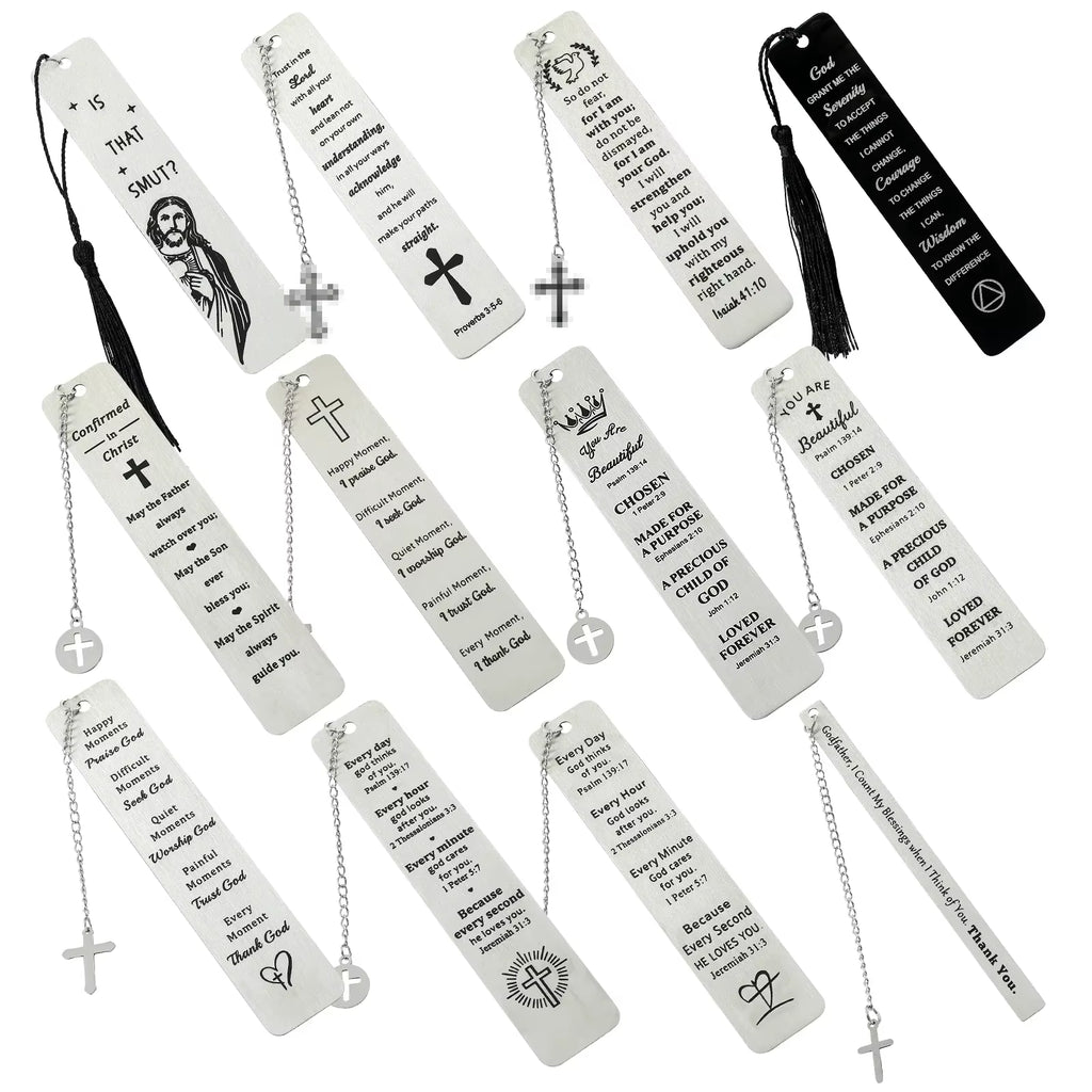 Stainless Steel Bible Bookmark Pray Cross Believer Bookmark High Quality Reading Tool Stationery for Men Women Festival Gifts