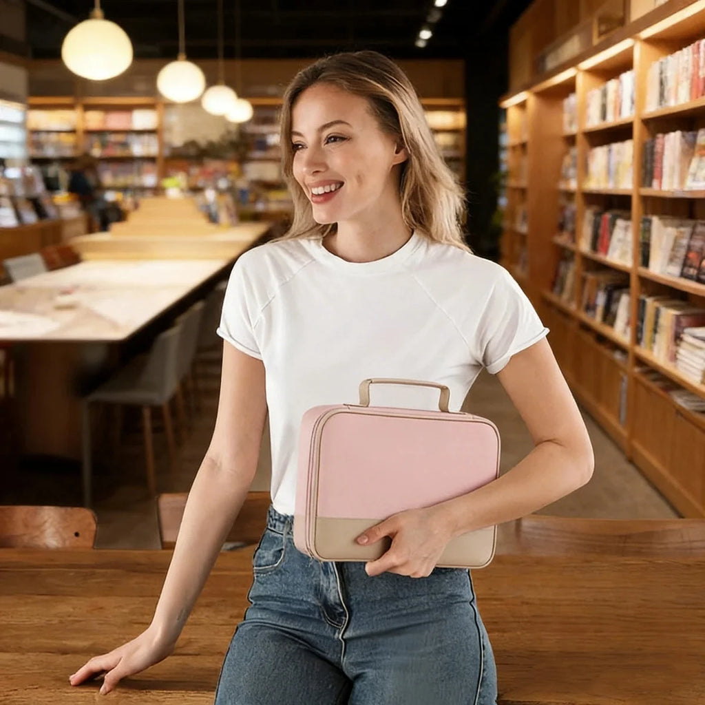 Large Bible Covers Bible Case with Handle and Zippered Pocket, Carrying Book Case Church Bag Bible Protective, Gift for Mother Lady Women Men - Pink