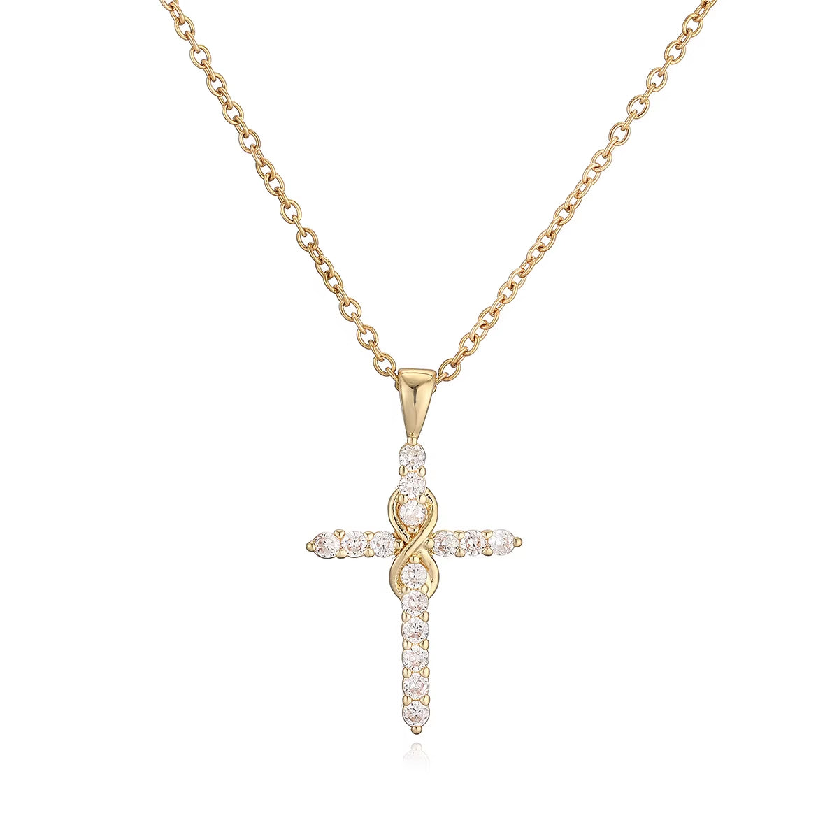 Gold Color Jesus Cross Pendant Stainless Steel Chain Necklace for Women Men Classic Design Christain Jewelry Gift