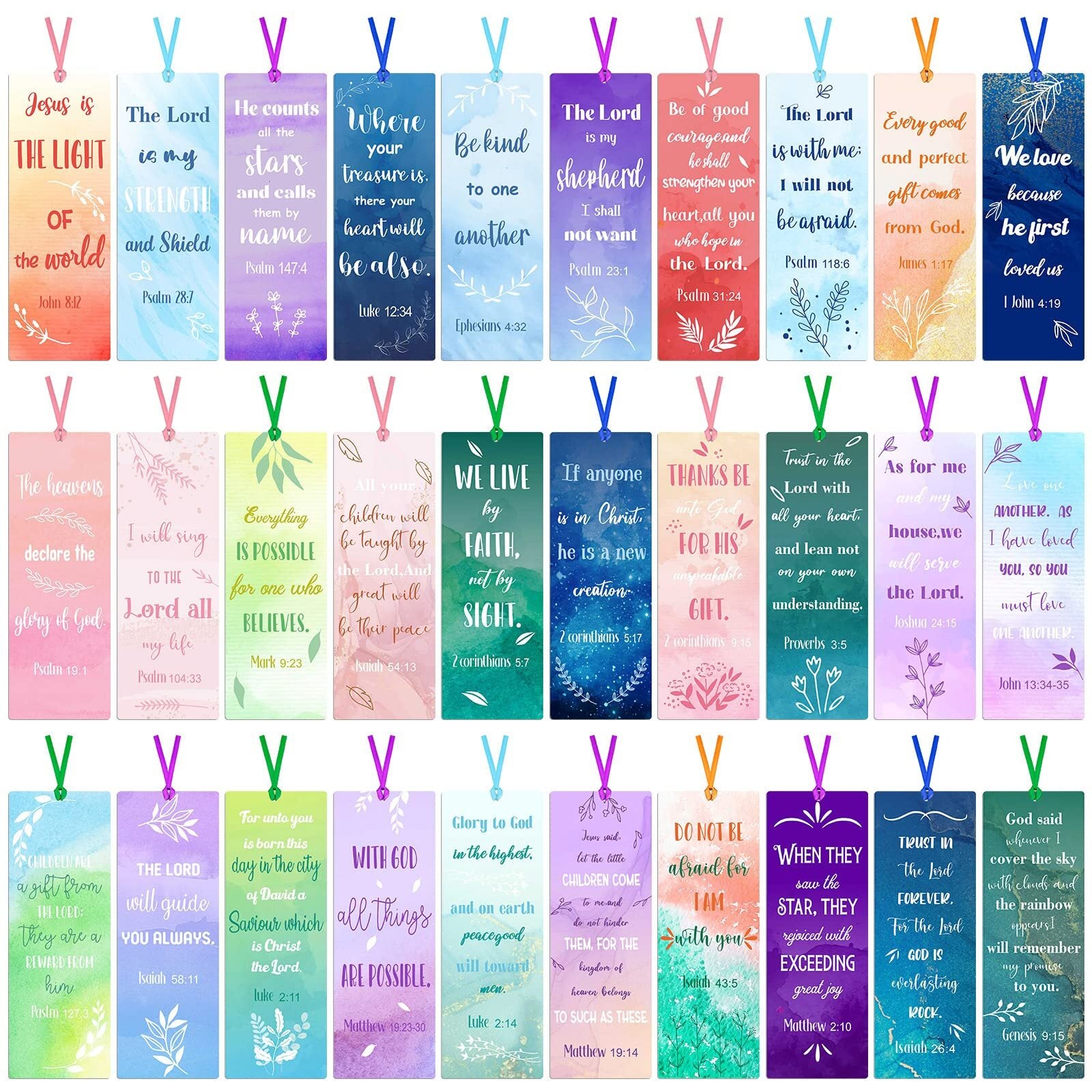 120Pcs Christian Bookmarks with Scripture Religious Gifts Supplies for Men Women