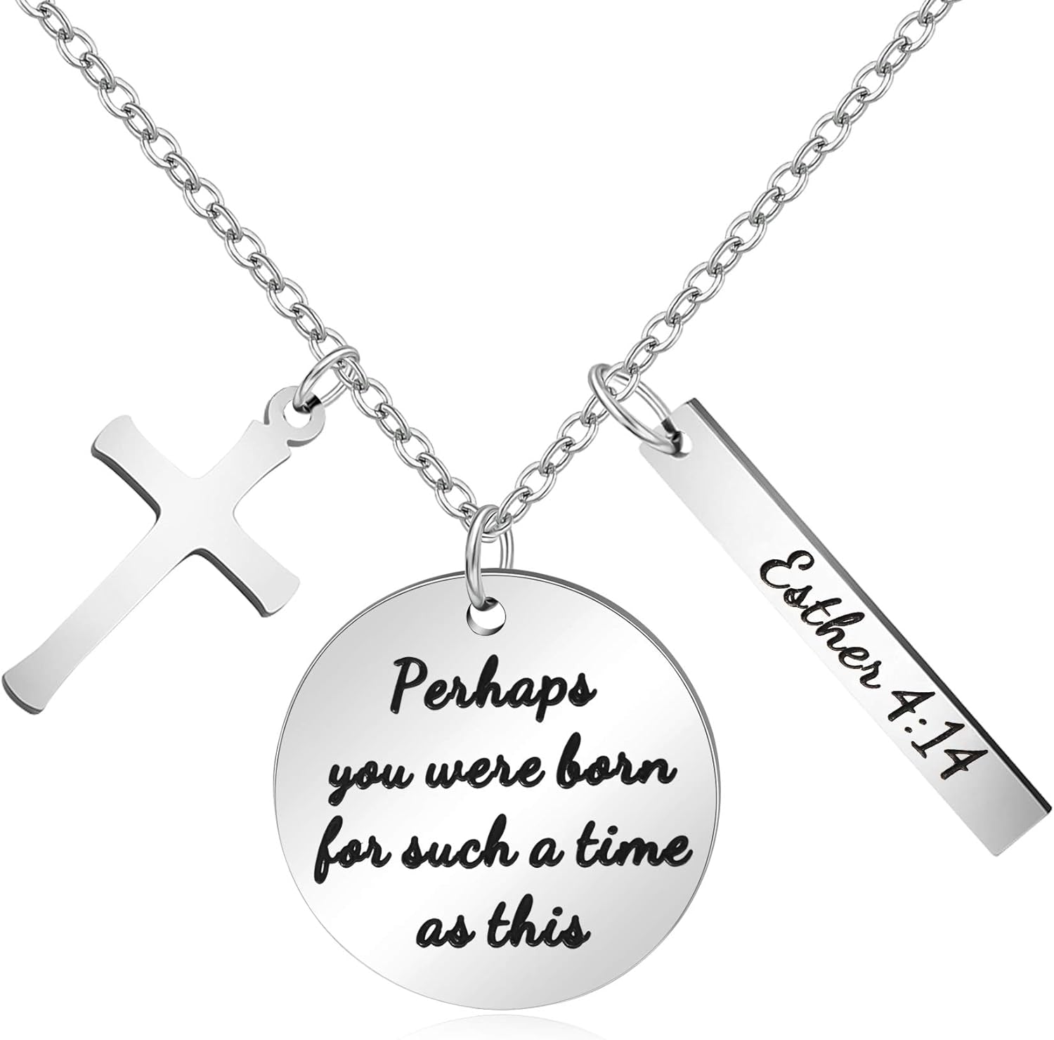 Bible Verse Cross Pendant 𝐂𝐡𝐫𝐢𝐬𝐭𝐢𝐚𝐧 𝐍𝐞𝐜𝐤𝐥𝐚𝐜𝐞𝐬 Prayer Charm Faith Religious Birthday Christmas Jewelry for 𝐖𝐨𝐦𝐞𝐧