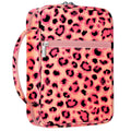 Bible Cover, Carrying Book Case Church Bag Bible Protective with Handle and Zippered Pocket, Perfect Gift for Men Women Father, Pink Leopard