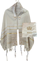 XTRA LARGE White Gold Messianic Tallit Talit Prayer Shawl 72" X 33" & Yeshua Tallit Zipper Bag - Designed by Dr. Rick & Joyce Kurnow