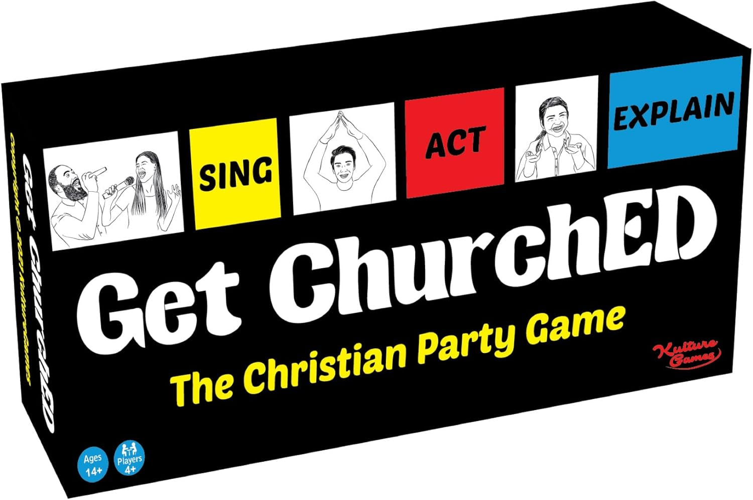 Get Churched | the Christian Party Game| Christian Gifts & Cards | Bible Trivia Game | Charades Games | Family & Youth Groups | Bible Quiz (Sing, Act/Charades, Explain)