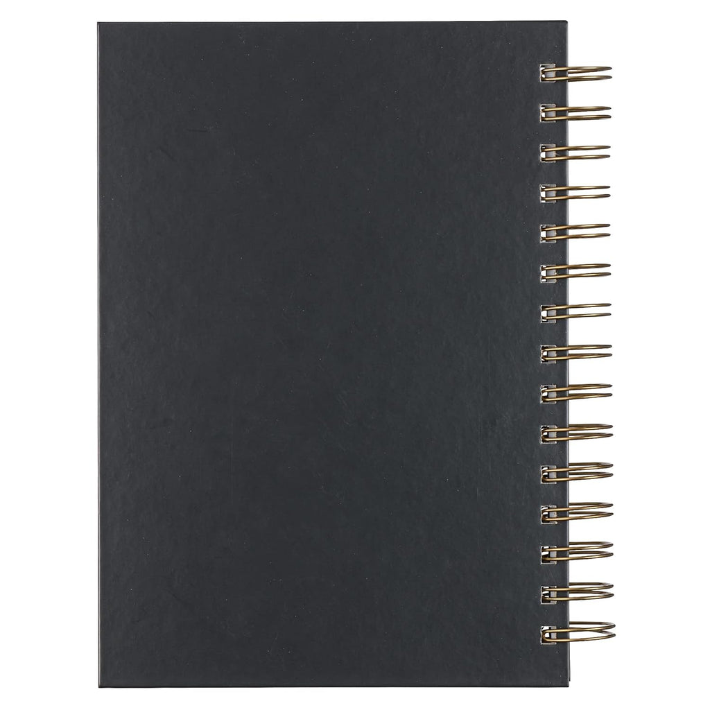 Christian Art Gifts Journal W/Scripture Strong Lion Joshua 1:9, Black and Gray 192 Ruled Pages, Large Hardcover Notebook, Wire Bound