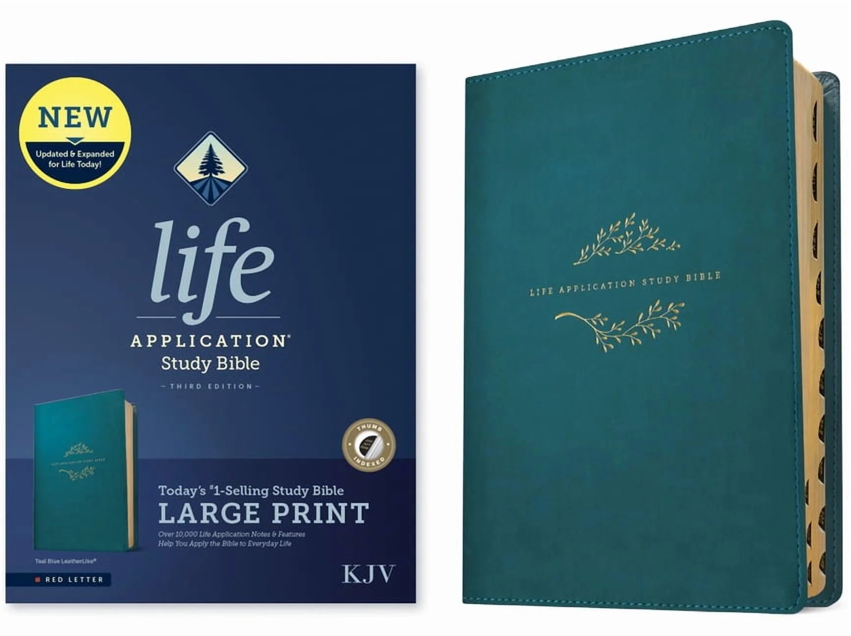 KJV Life Application Study Bible, Third Edition, Large Print (Leatherlike, Teal Blue, Indexed, Red Letter) (Hardcover)