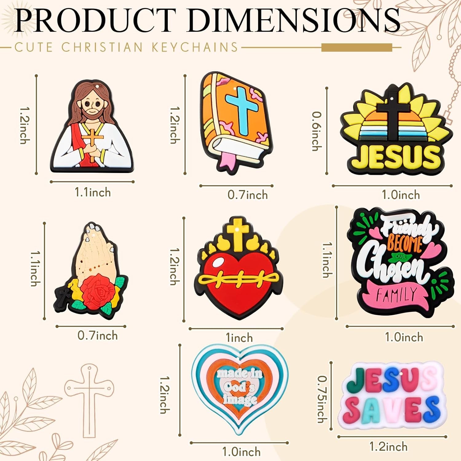 36 Pcs Christian Keychains Jesus Bible Verse Key Chains Bulk for Women Easter Gifts Religious Christian Prizes Cross Scripture Church Party Favors Supplies (Cute)
