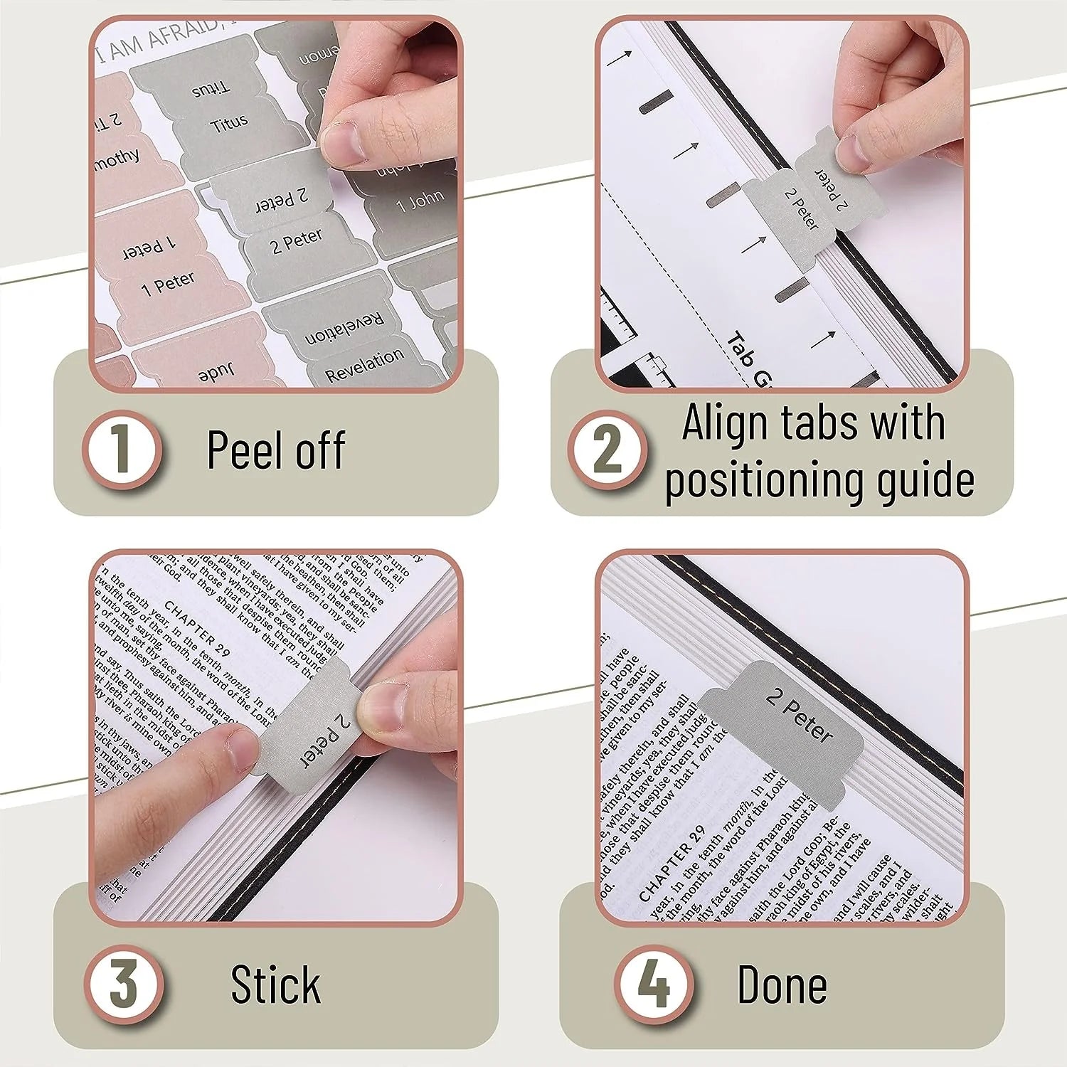 - Bible Tabs, 75 Tabs, Green Terracotta, Vintage, Laminated Bible Tabs for Women and Men