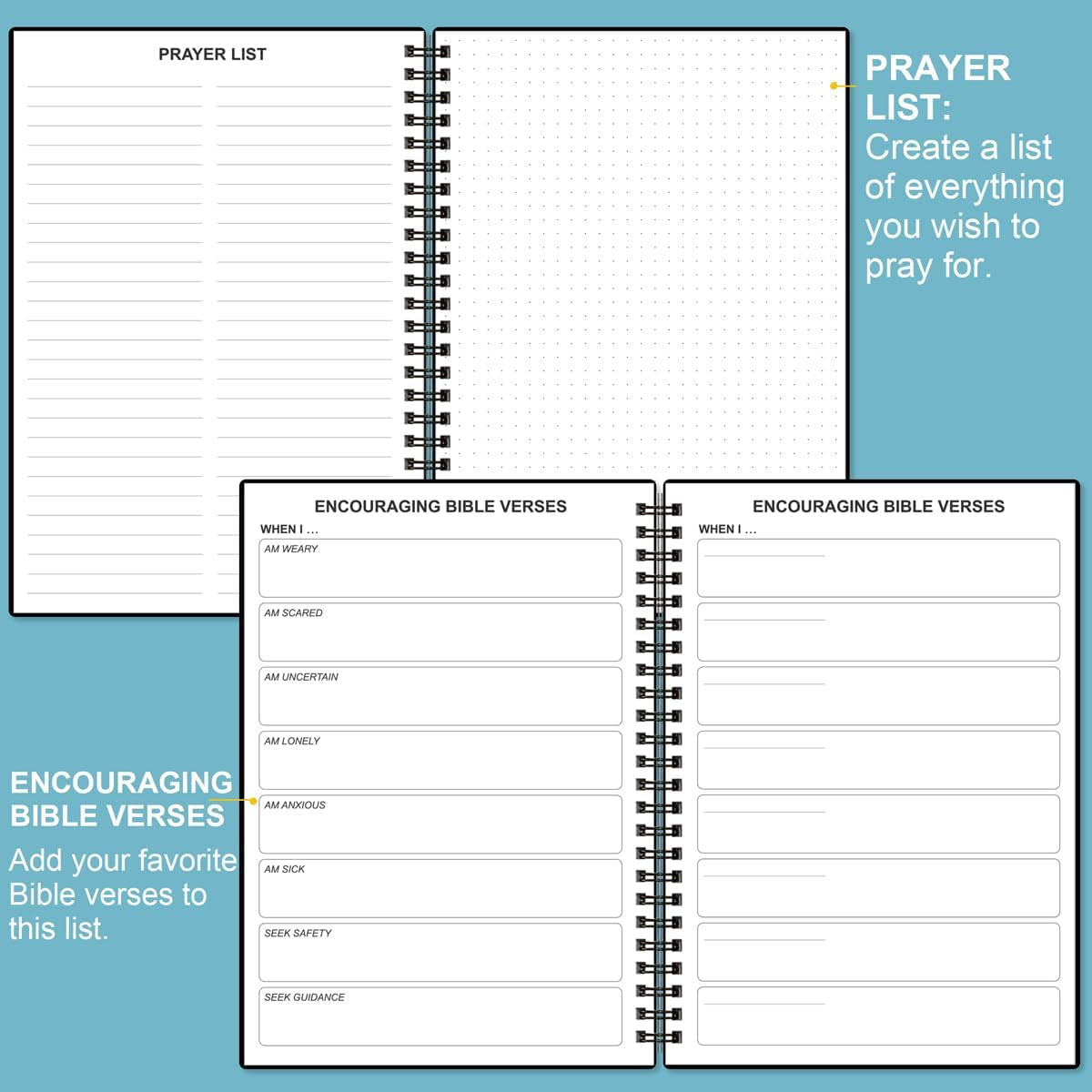 Bible Study Journal – Church Notes Notebooks – Note Taking & Journaling Kit, 5.8" X 8.5", Black