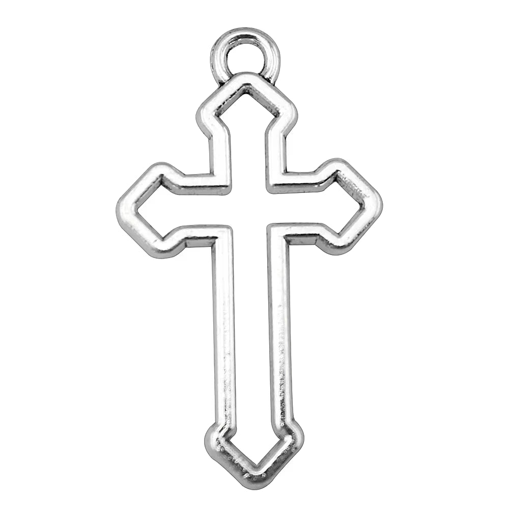 10Pcs 38X22Mm 3 Colors Hollow Cross Pendant Hollow Cross Charm Cross Pendants