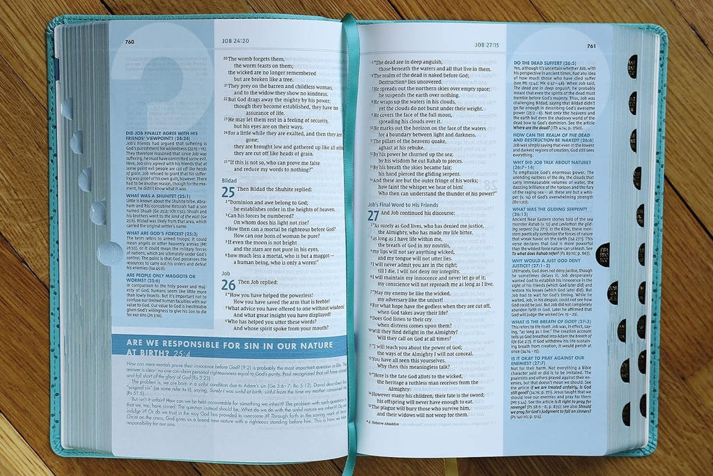 Niv, Quest Study Bible, Personal Size, Leathersoft, Teal, Thumb Indexed, Comfort Print: the Only Q and a Study Bible, (Hardcover)