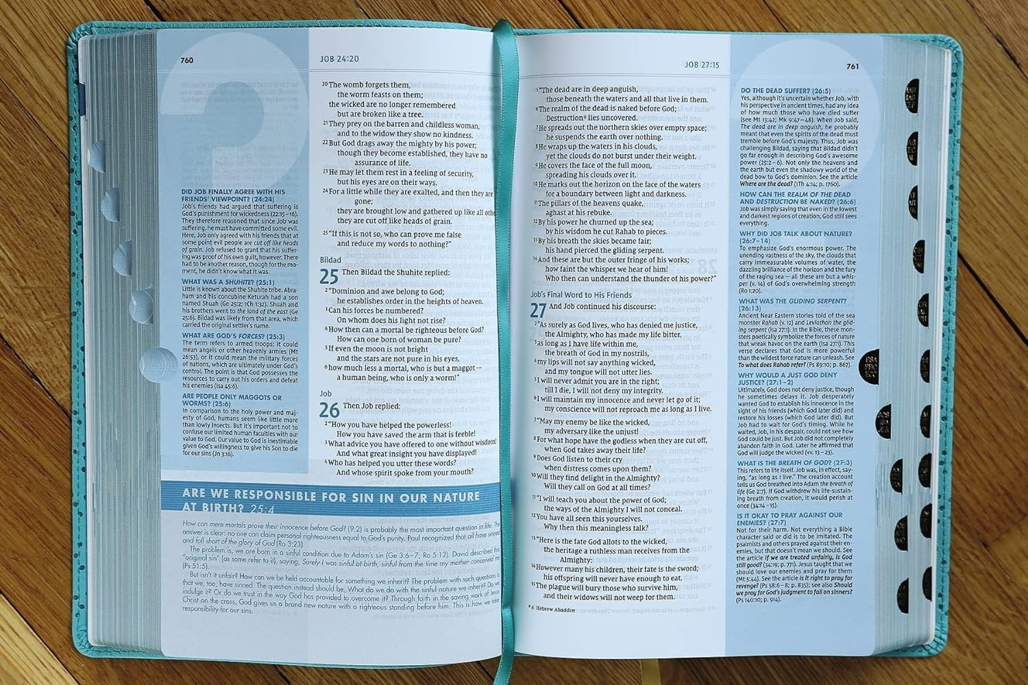 Niv, Quest Study Bible, Personal Size, Leathersoft, Teal, Thumb Indexed, Comfort Print: the Only Q and a Study Bible, (Hardcover)