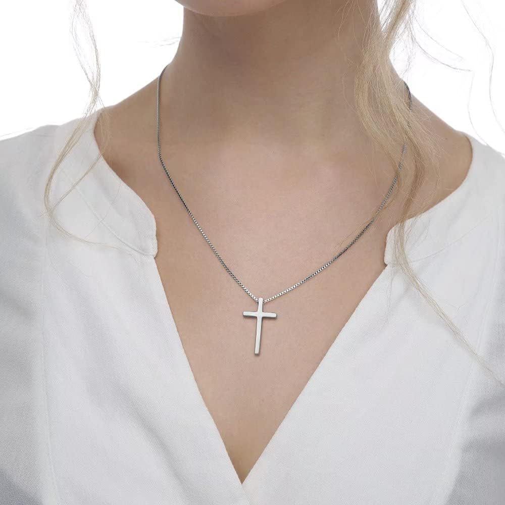 Easter Gifts for Men Boys Kids - Stainless Steel Cross Pendant Chain Necklaces for Men, Mens 16-30 Inches Chain Gold Silver Black Cross Necklace Boys Jewelry Gifts