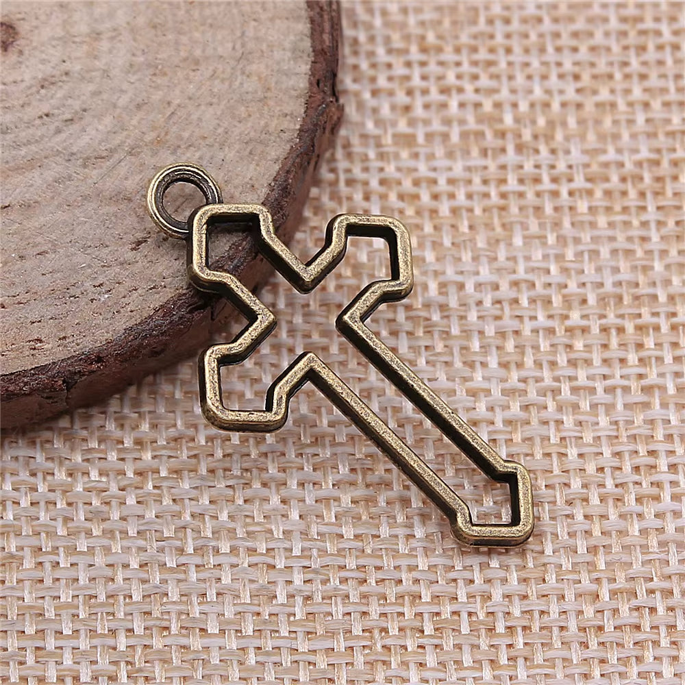 10Pcs 38X22Mm 3 Colors Hollow Cross Pendant Hollow Cross Charm Cross Pendants