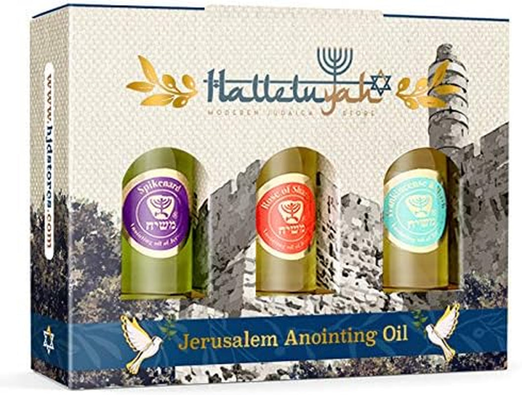 Anointing Oil from Israel - Set of 3 | from Jerusalem - Rose of Sharon, Myrrh and Frankincense, Spikenard Biblical Oils | Total Amount 1Oz Anointing Oil Made in Israel by