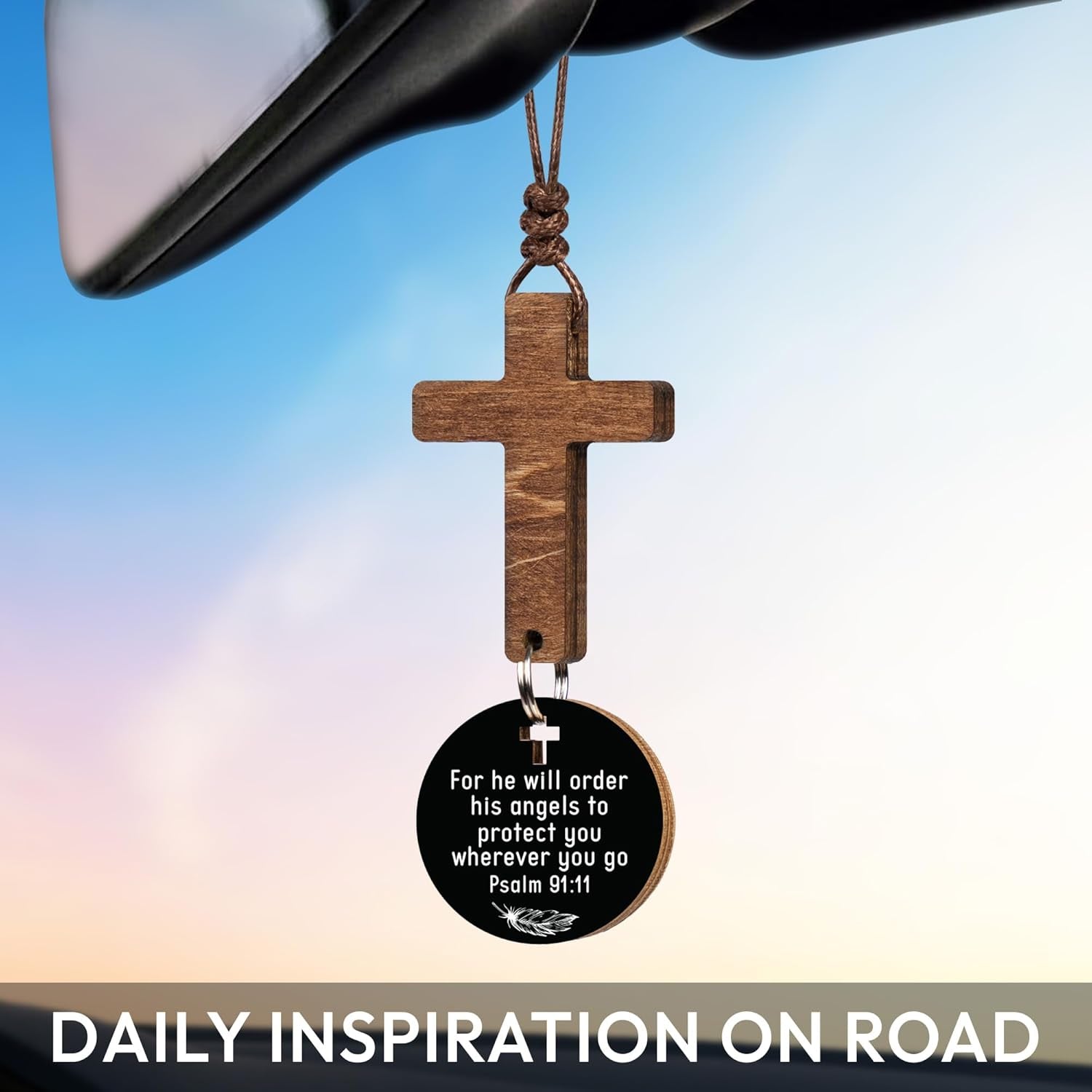 Cross for Car Mirror Hanging, Rear View Mirror Accessories - Scan Phone for Daily Bible Verse, Christian Car Accessories Charm, Christian, Easter, Religious Gifts for Men, Women