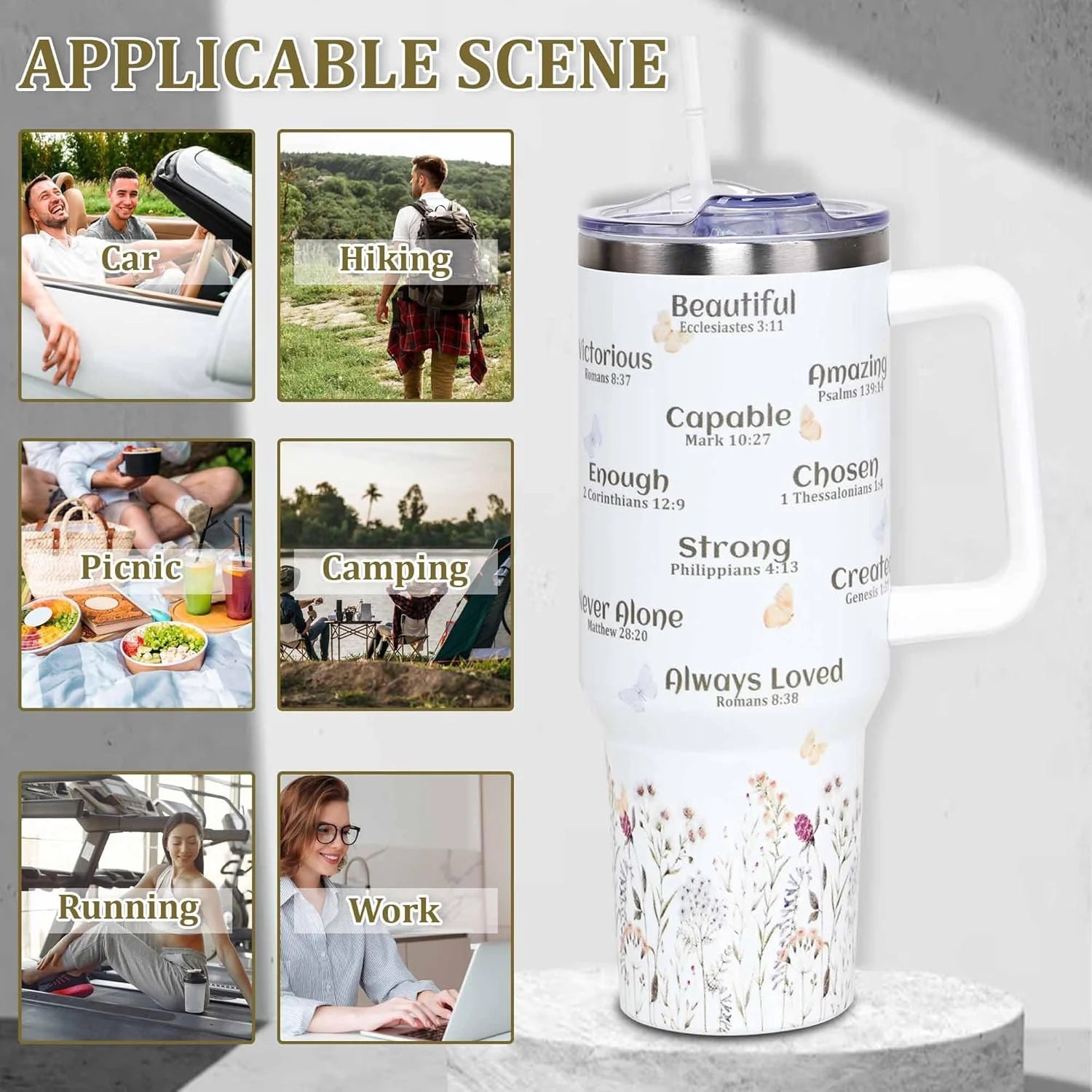 Christian Gifts for Women Faith, Birthday, Mothers Day Gifts for Women, Inspirational, Religious,Catholic Gifts for Mom, Wife, Women Friend, Sister, Grandma- 40Oz Tumbler Travel Cup