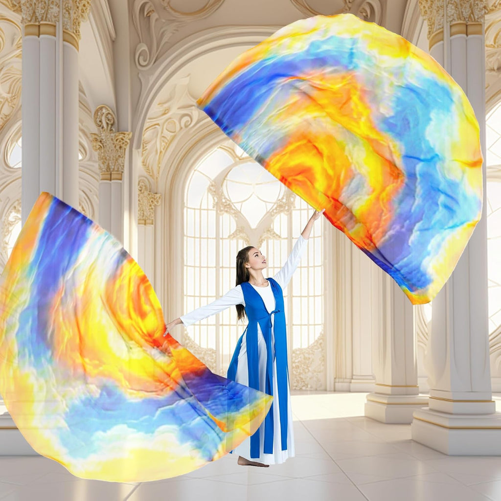 Worship Flags for Dance Church,Praise Dance Flags for Worship Set(2 Flags+ 2 Flexi Rods+1 Storage Bag) #SKM