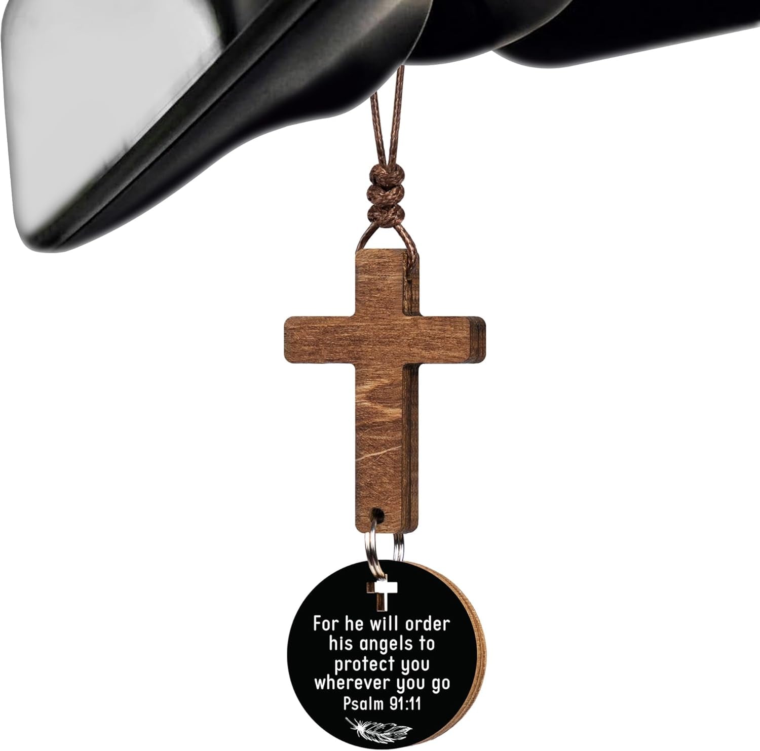 Cross for Car Mirror Hanging, Rear View Mirror Accessories - Scan Phone for Daily Bible Verse, Christian Car Accessories Charm, Christian, Easter, Religious Gifts for Men, Women