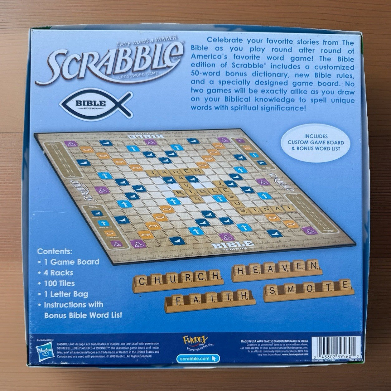 Scrabble Bible Edition Board Game Family Crossword Game Wood Tiles Hasbro 2010