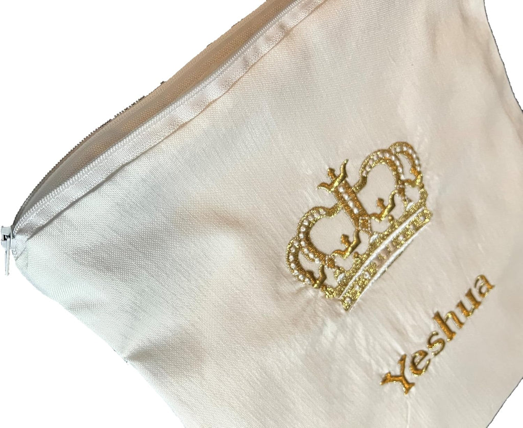 XTRA LARGE White Gold Messianic Tallit Talit Prayer Shawl 72" X 33" & Yeshua Tallit Zipper Bag - Designed by Dr. Rick & Joyce Kurnow