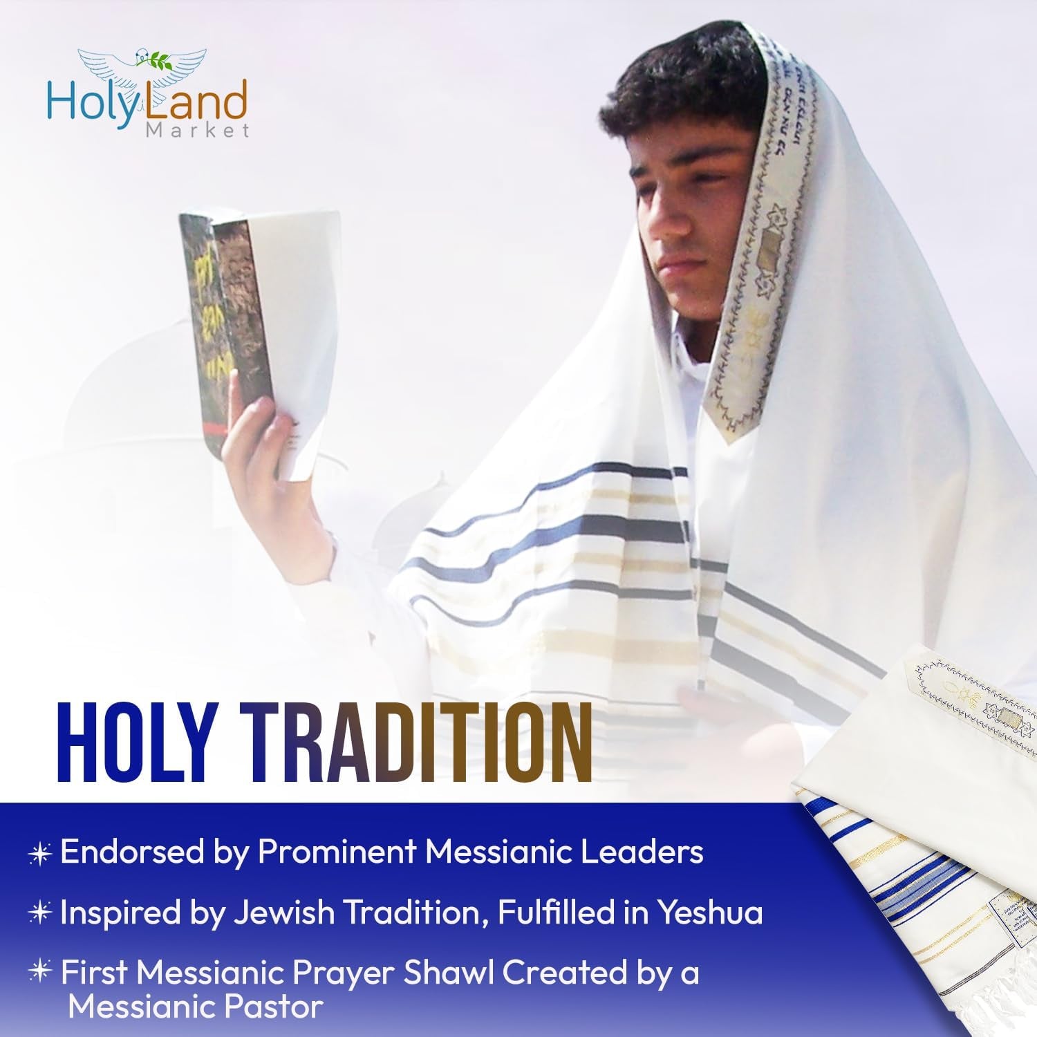 Messianic Christian Shawl/Tallit - the Messiah Tallit (72 X 22 Inches)