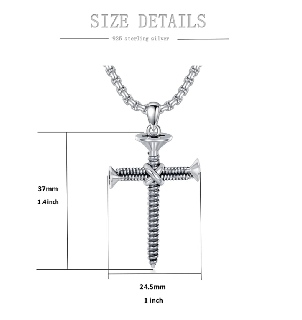 Cross Necklace 925 Sterling Silver Cross Pendant Necklace for Men Father