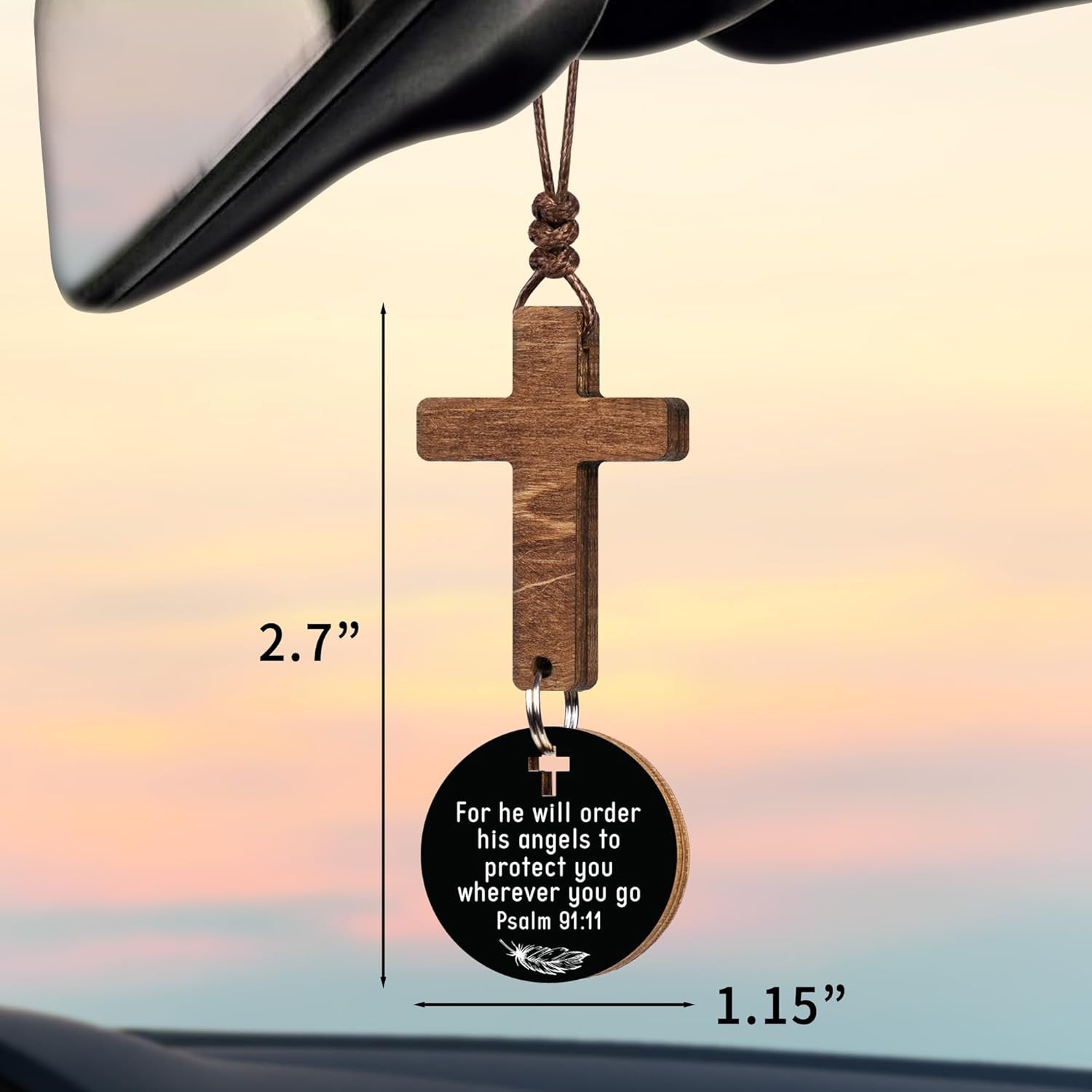 Cross for Car Mirror Hanging, Rear View Mirror Accessories - Scan Phone for Daily Bible Verse, Christian Car Accessories Charm, Christian, Easter, Religious Gifts for Men, Women