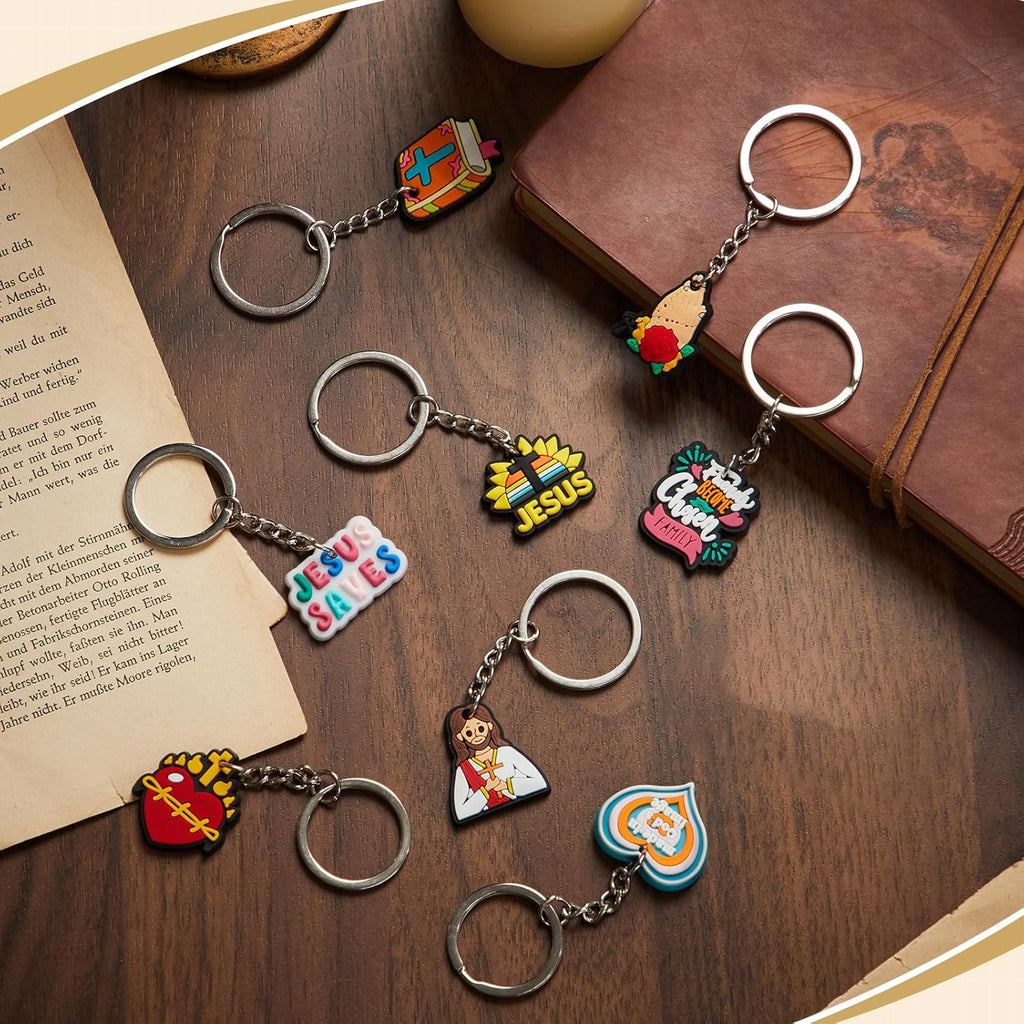 36 Pcs Christian Keychains Jesus Bible Verse Key Chains Bulk for Women Easter Gifts Religious Christian Prizes Cross Scripture Church Party Favors Supplies (Cute)
