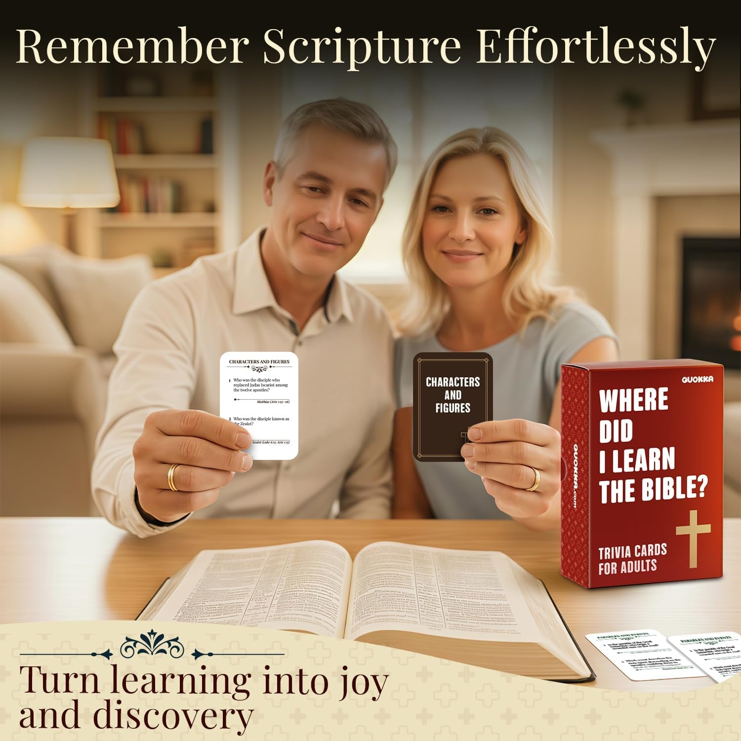 Bible Trivia Game for Adults – 500 Bible Questions for Christians – Fun Christian Trivia Card Games for Adults & Family – Religious Gifts for Men and Women - 4 Rich Categories to Learn and Play