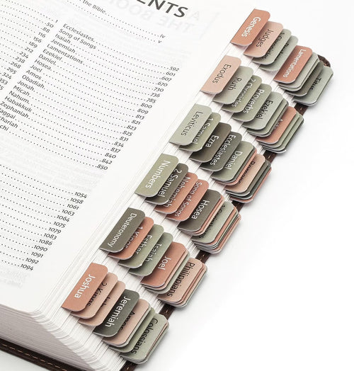 - Bible Tabs, 75 Tabs, Green Terracotta, Vintage, Laminated Bible Tabs for Women and Men