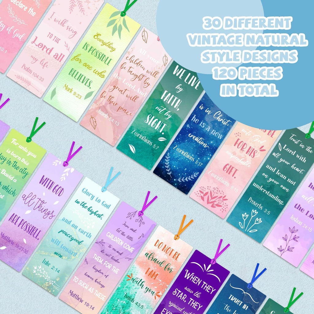 120Pcs Christian Bookmarks with Scripture Religious Gifts Supplies for Men Women