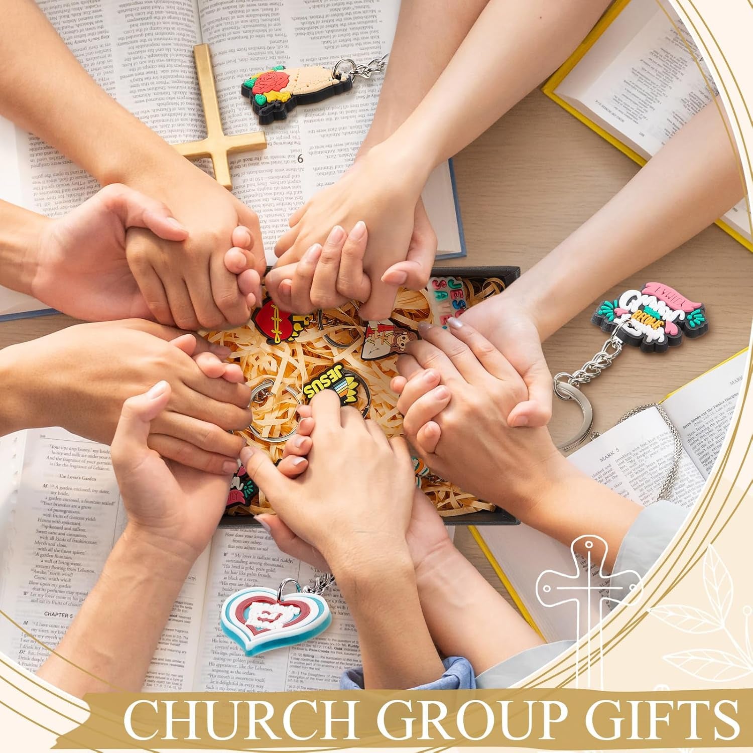 36 Pcs Christian Keychains Jesus Bible Verse Key Chains Bulk for Women Easter Gifts Religious Christian Prizes Cross Scripture Church Party Favors Supplies (Cute)