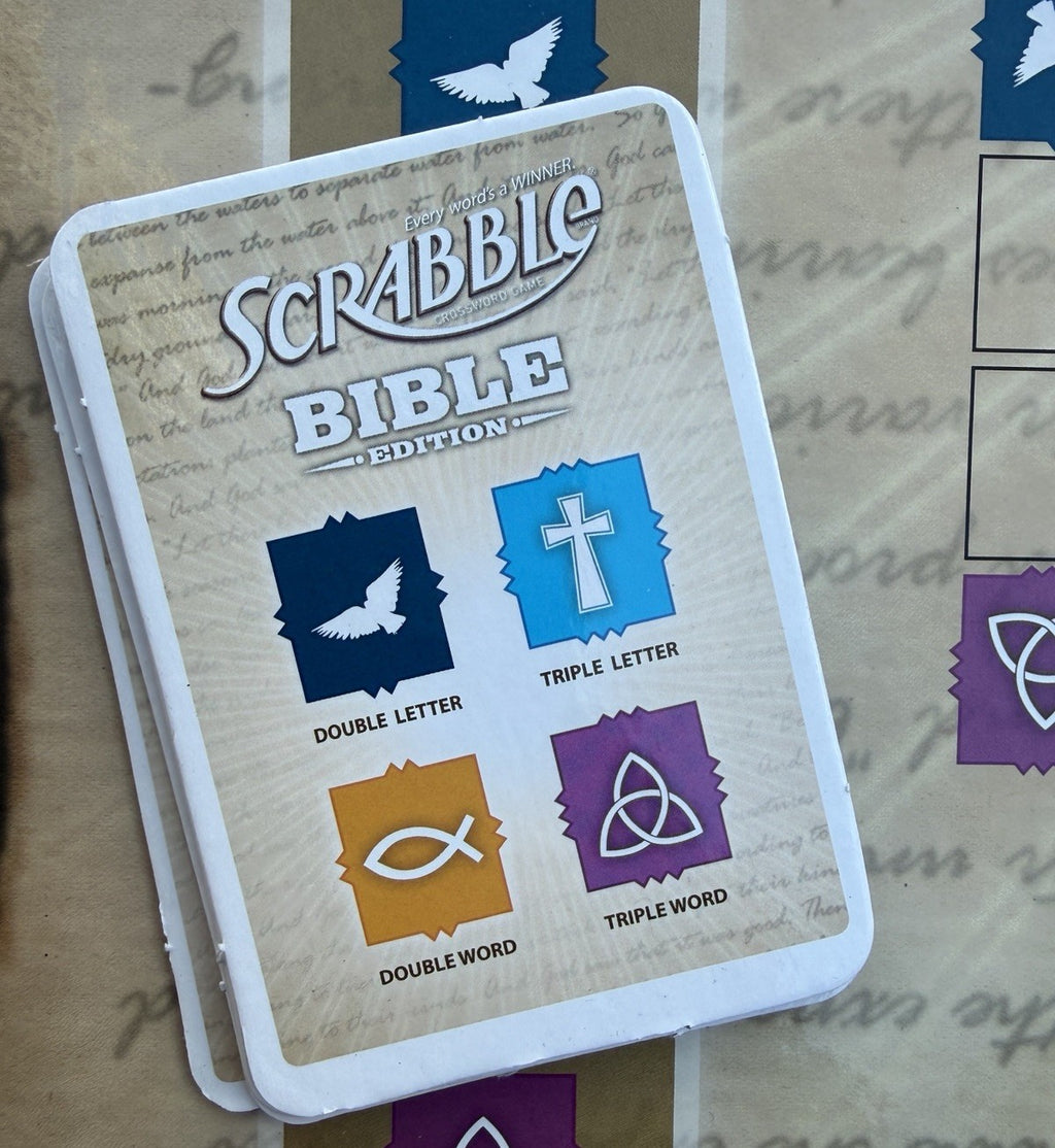 Scrabble Bible Edition Board Game Family Crossword Game Wood Tiles Hasbro 2010