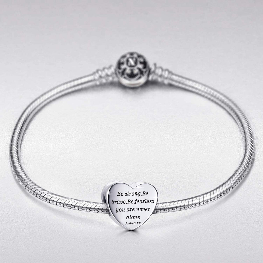 Heart Charm Fit Pandora Charms Bracelet Christian Bible Verse Charm Prayer Faith Religious Charms Gifts for Women