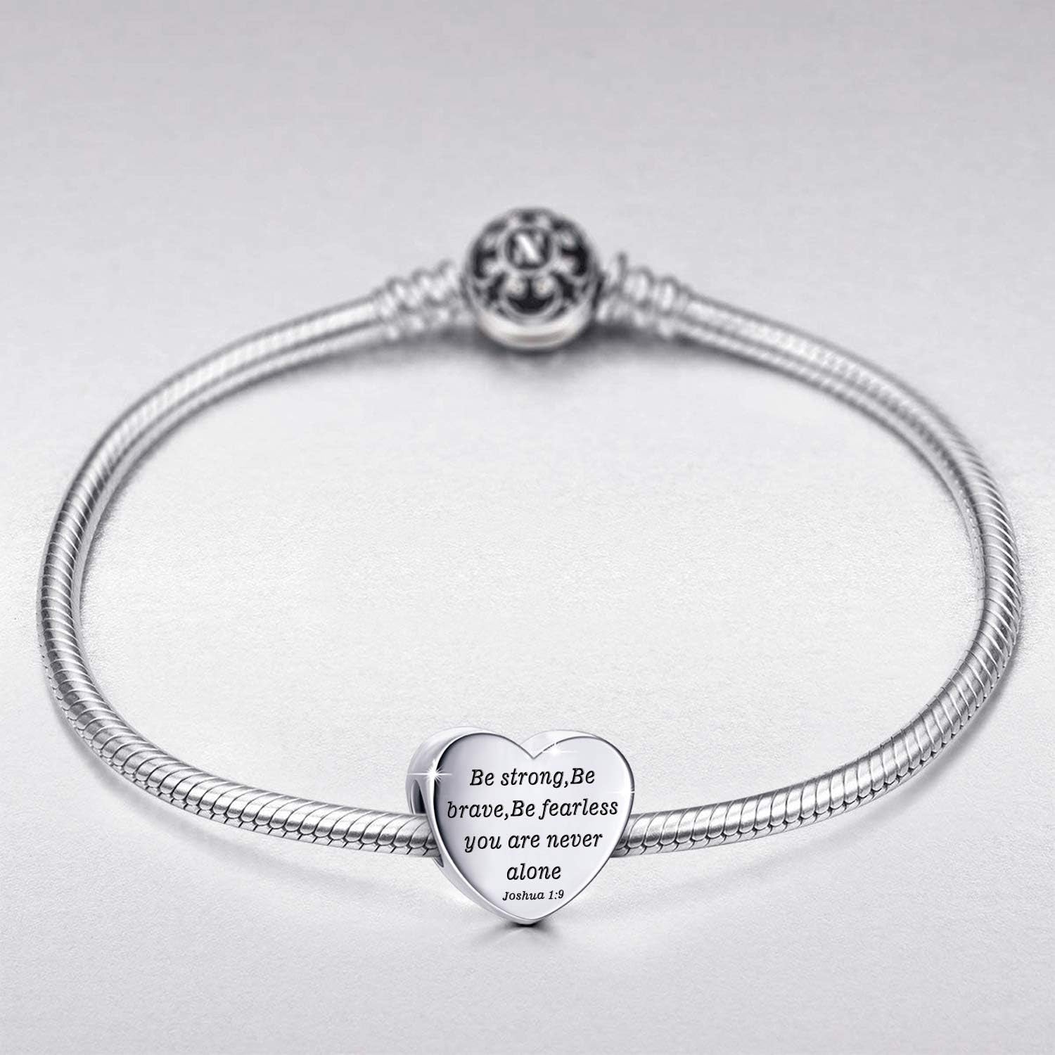 Heart Charm Fit Pandora Charms Bracelet Christian Bible Verse Charm Prayer Faith Religious Charms Gifts for Women