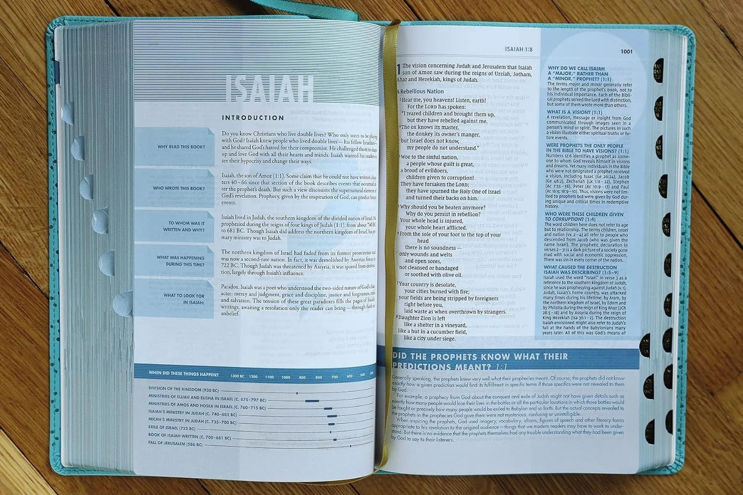 Niv, Quest Study Bible, Personal Size, Leathersoft, Teal, Thumb Indexed, Comfort Print: the Only Q and a Study Bible, (Hardcover)