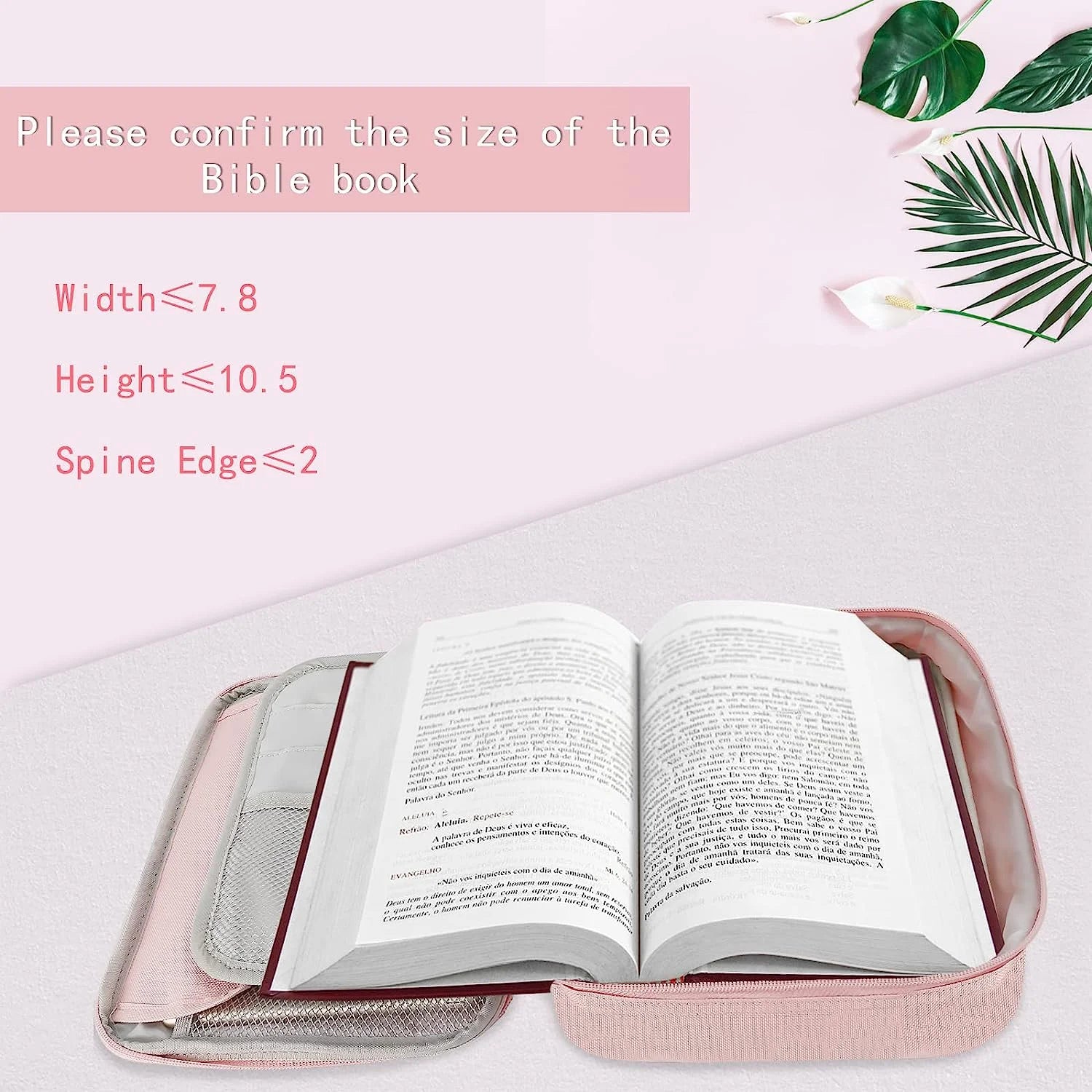 Large Bible Covers Bible Case with Handle and Zippered Pocket, Carrying Book Case Church Bag Bible Protective, Gift for Mother Lady Women Men - Pink
