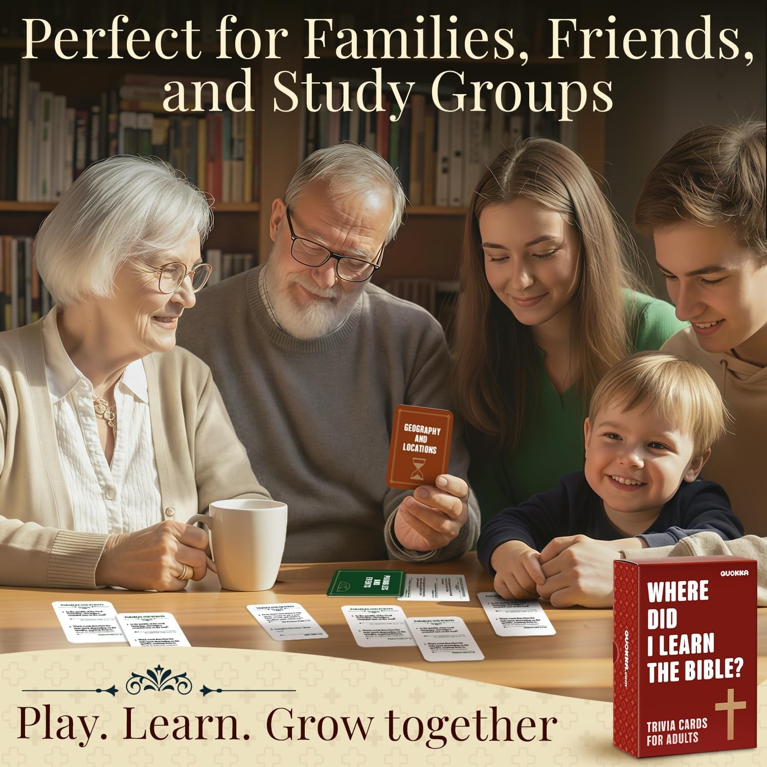 Bible Trivia Game for Adults – 500 Bible Questions for Christians – Fun Christian Trivia Card Games for Adults & Family – Religious Gifts for Men and Women - 4 Rich Categories to Learn and Play