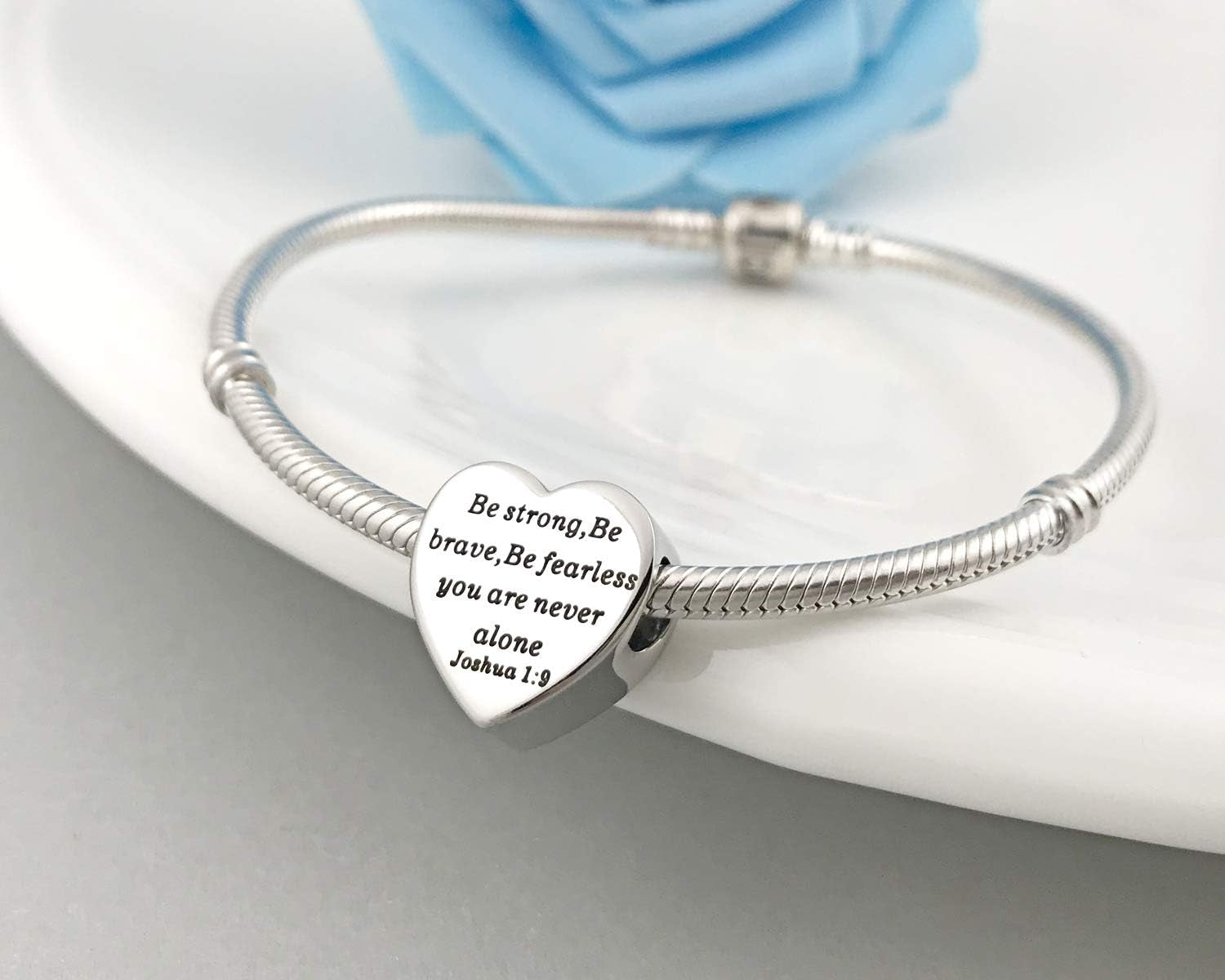Heart Charm Fit Pandora Charms Bracelet Christian Bible Verse Charm Prayer Faith Religious Charms Gifts for Women