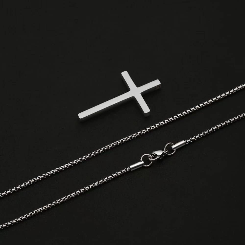 Easter Gifts for Men Boys Kids - Stainless Steel Cross Pendant Chain Necklaces for Men, Mens 16-30 Inches Chain Gold Silver Black Cross Necklace Boys Jewelry Gifts