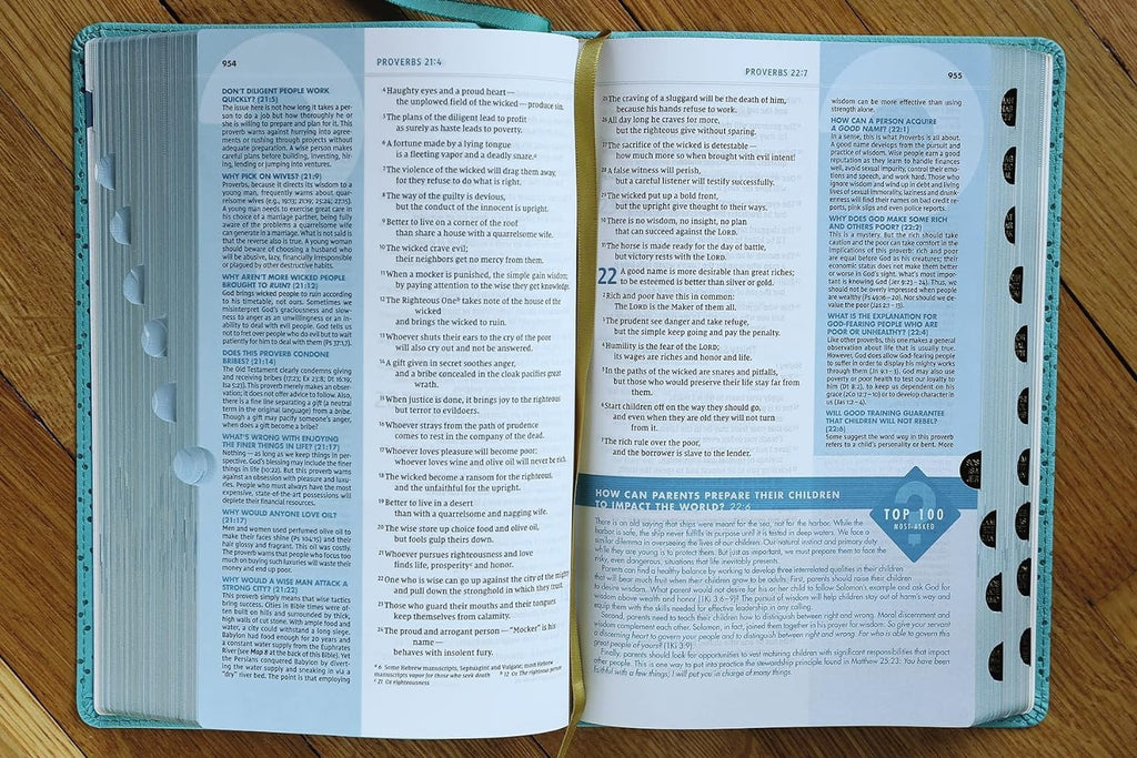 Niv, Quest Study Bible, Personal Size, Leathersoft, Teal, Thumb Indexed, Comfort Print: the Only Q and a Study Bible, (Hardcover)