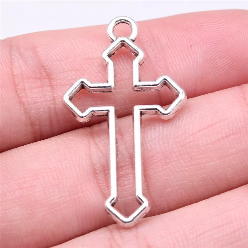 10Pcs 38X22Mm 3 Colors Hollow Cross Pendant Hollow Cross Charm Cross Pendants