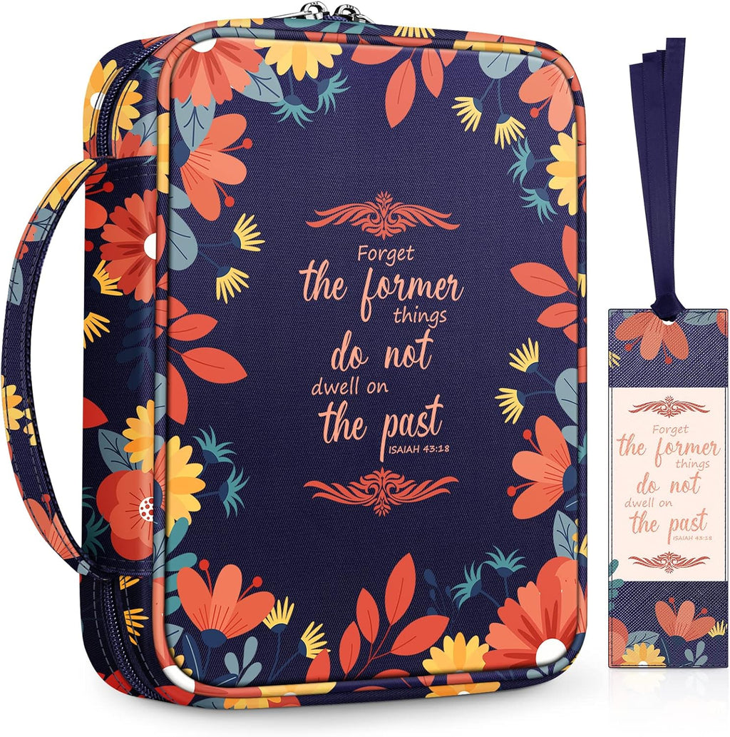 Floral Bible Cover W/A Bookmark,  Carrying Book Case Church Bag Bible Protective with Handle and Zippered Back Pocket, Perfect Gift for Adults Lady Women Mother, Colors of Autumn