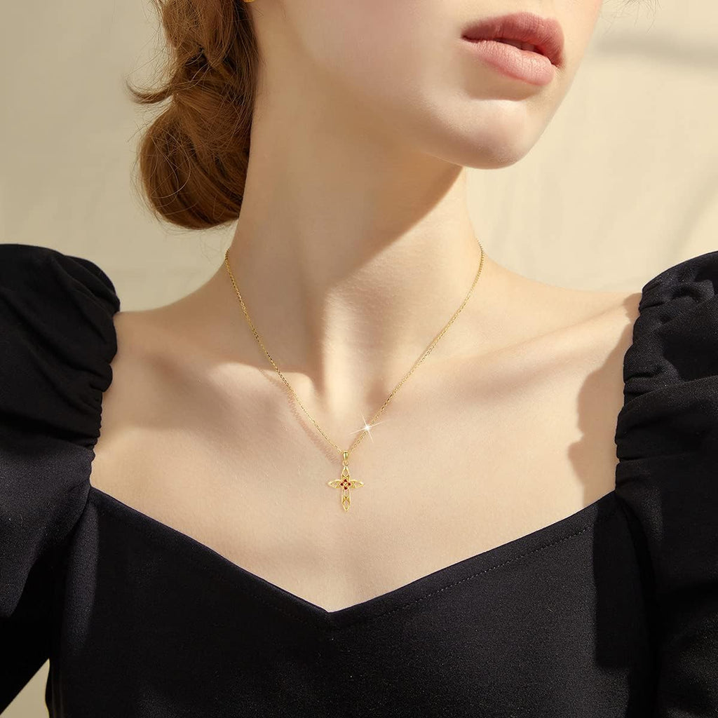 Cross Necklace Necklace for Women Cross Pendant 14K Solid Gold Cross Necklace Cross Necklaces for Women Anniversary Valentines Gifts for Her Womens Necklaces Cross Necklace